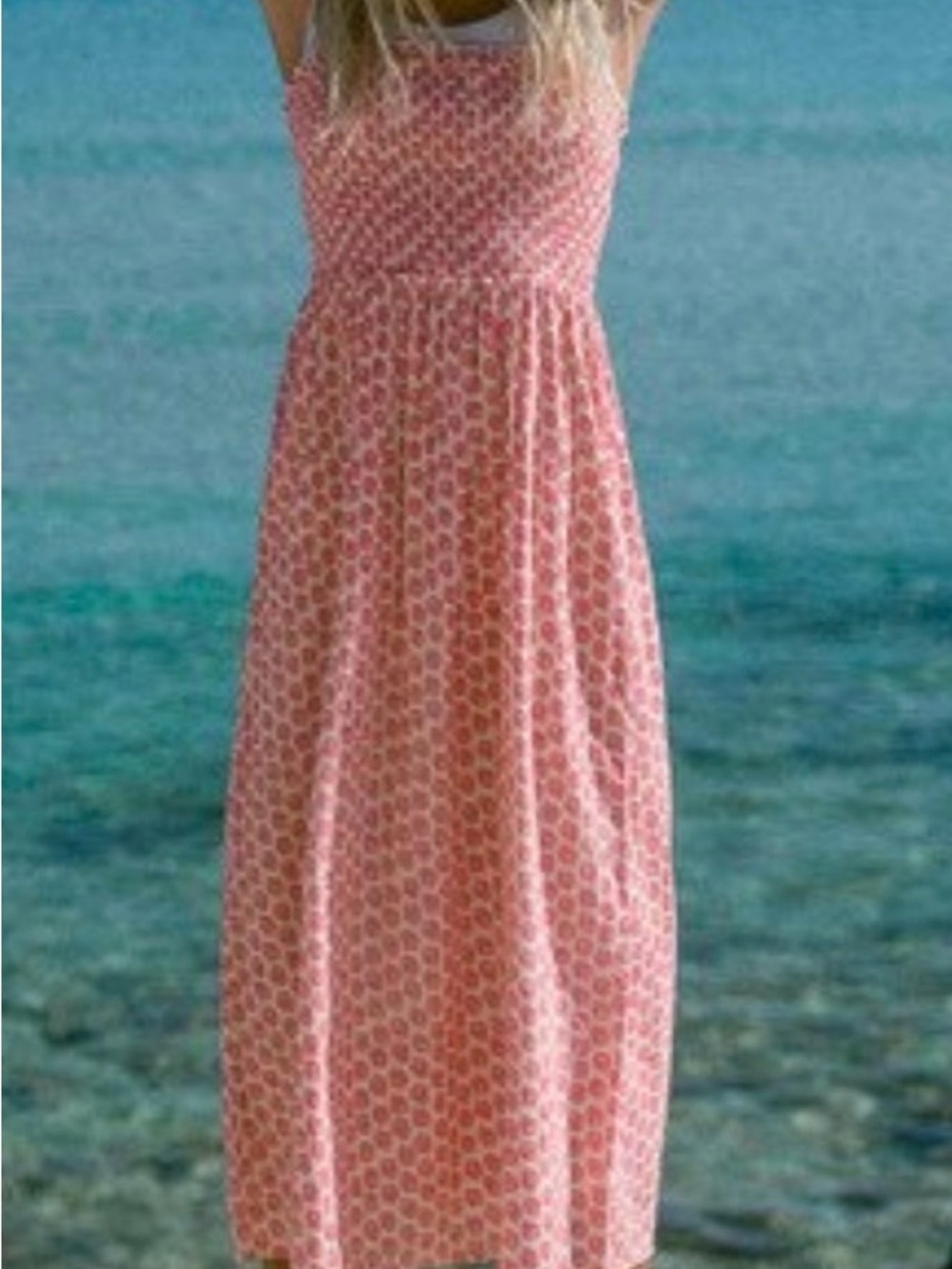 Billabong Baja Breeze Pink & White Block Print Midi Dress - Picture 5 of 5